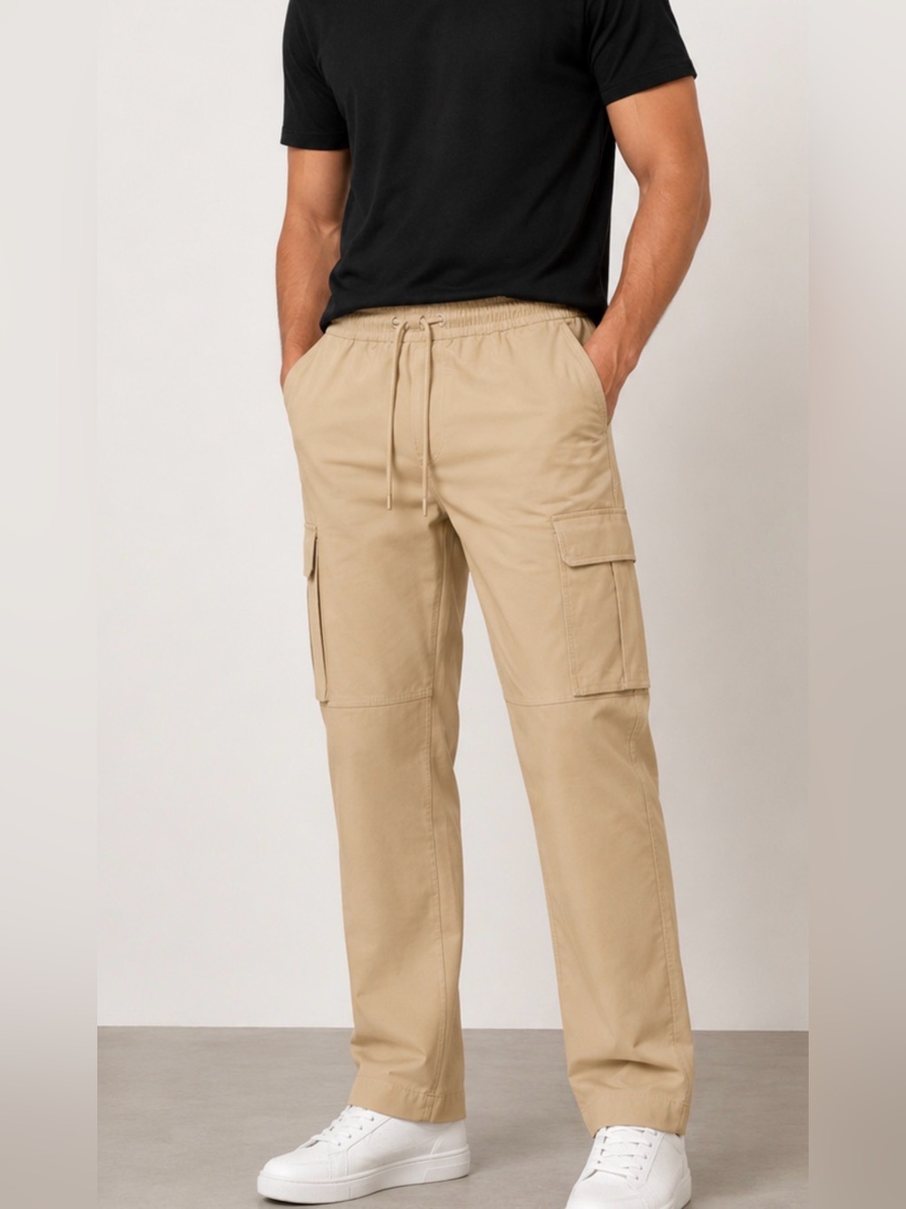 CSG Men's Cargo Pants Size Large NWT Beige Utility Jogger Tactical Pocket Pants